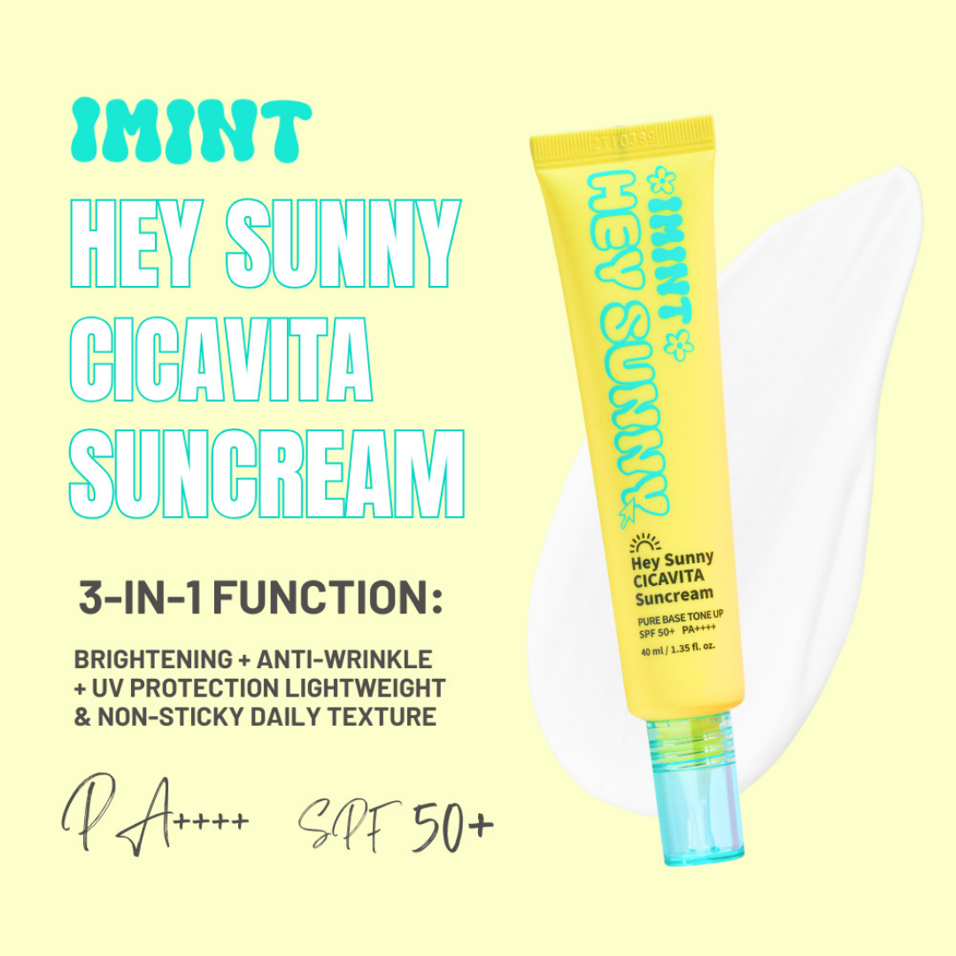 IMINT HEY SUNNY Suncream 40ml – Sunscreen with Deer Biosome, Watermint, Hyaluronic Acid & Ceramides,