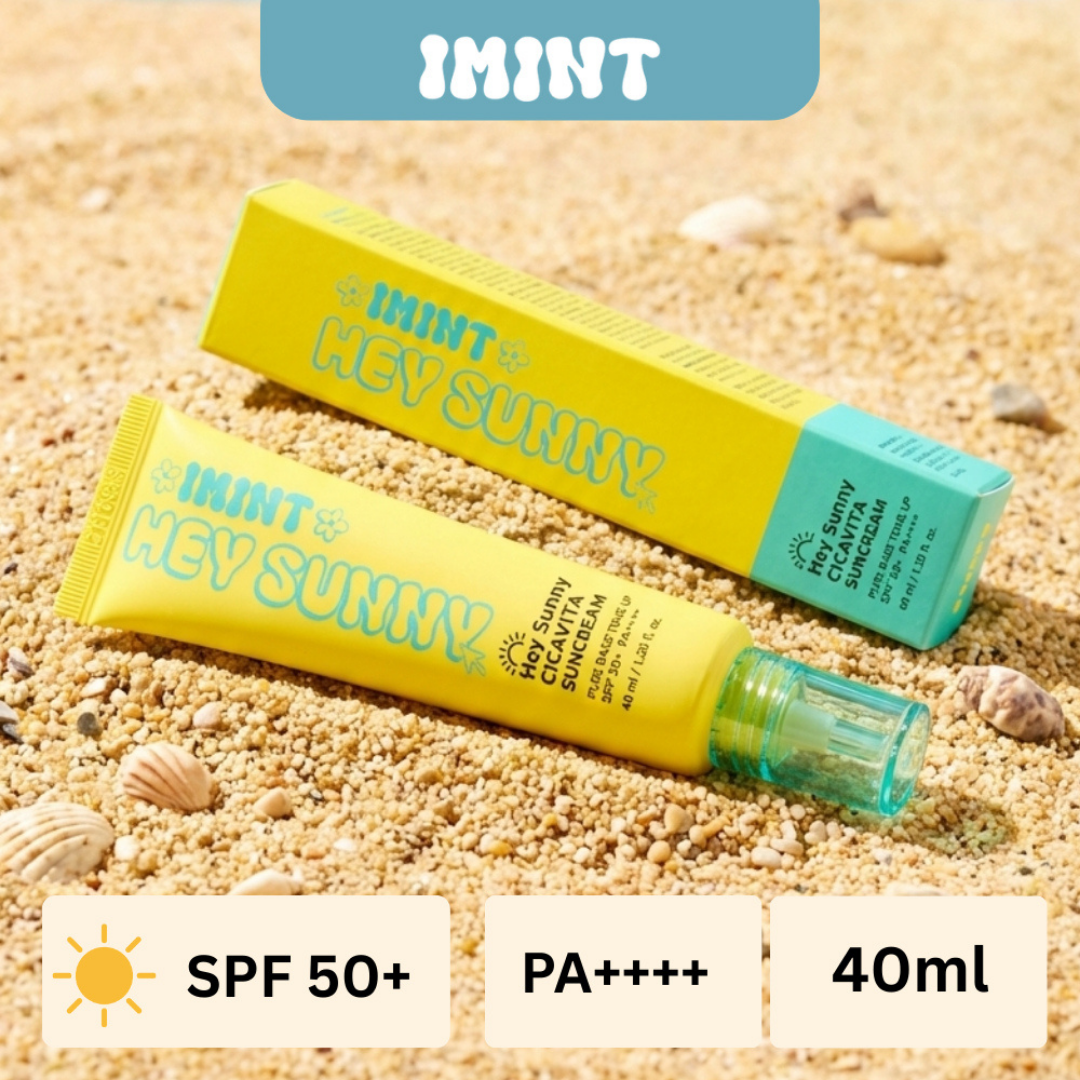 IMINT HEY SUNNY Suncream 40ml – Sunscreen with Deer Biosome, Watermint, Hyaluronic Acid & Ceramides,